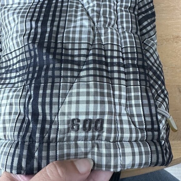 North Face Vest Womens Small P Plaid 600 Down Fill Hooded Faux Fur Puffer Jacket - Picture 14 of 16